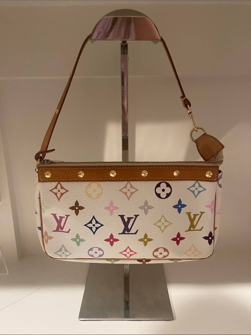Louis Vuitton Multicolor Monogram White Mini Pochette- murakami
